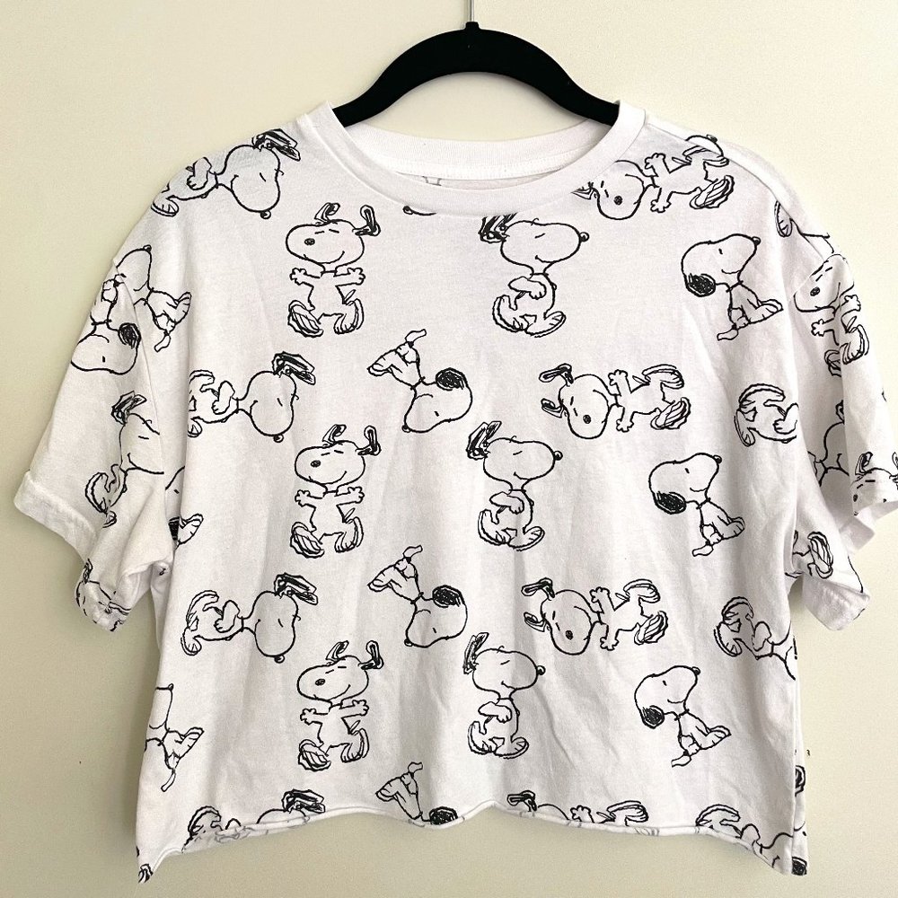 Peanuts | Snoopy Patterned Boxy Crop Top | M